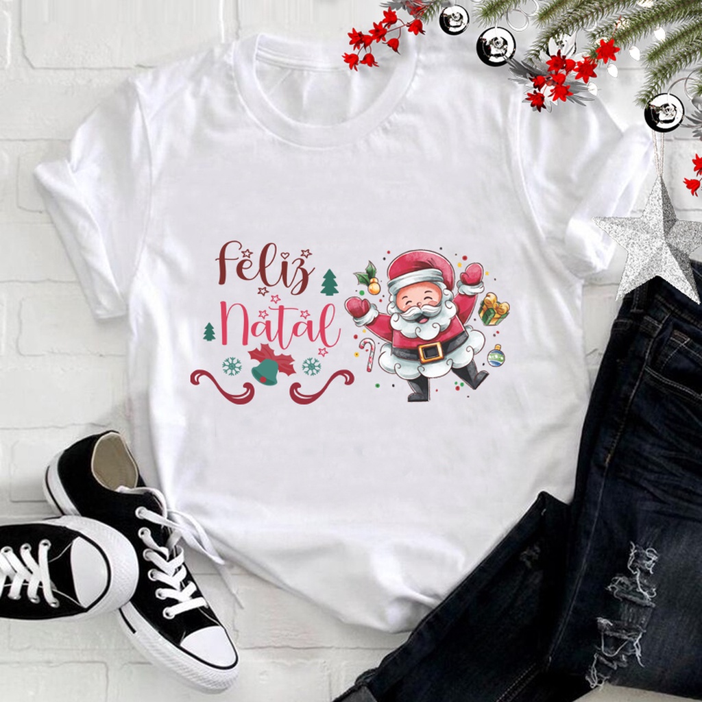 Camiseta Camisa Baby Look T-shirt Feminina Para Natal Natalina Tema  Natalino, Magalu Empresas