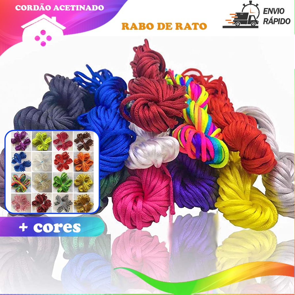 CORDAO ACETINADO RABO DE RATO - 01MM - ROLO C/10 MTS