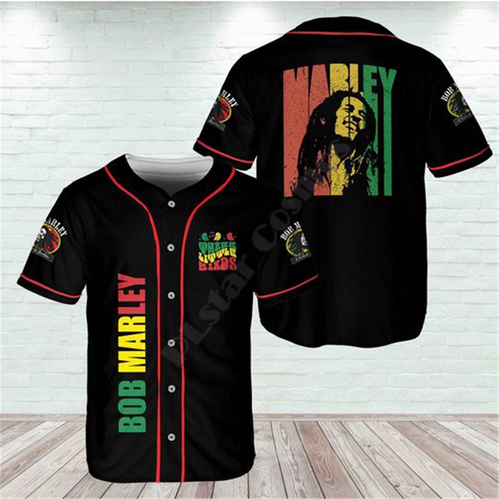 Bob Marley Baseball Sports T-shirt 3D Men's Summer Casual Print Shirt Hip Hop Short Sleeve T-shirt