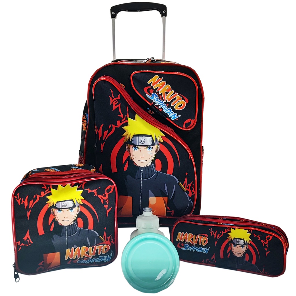 Mochila Naruto Infantil Reforçada Com Alça Regulável e Ziper Bolsa