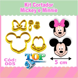 Cortador Cabeça Minnie e Mickey, Para pasta americana, Pasta de leite em Pó, Massa Biscuit
