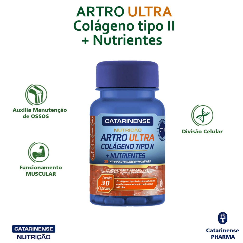 Artro Ultra Colágeno Tipo II + Nutrientes 90 Capsulas - Catarinense Pharma