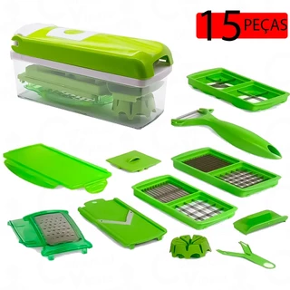 Kit Ralador Descascador Fatiadora Cortador De Alimentos Em Geral 15 Peças Frutas Legumes Verduras em Oferta na Shopee