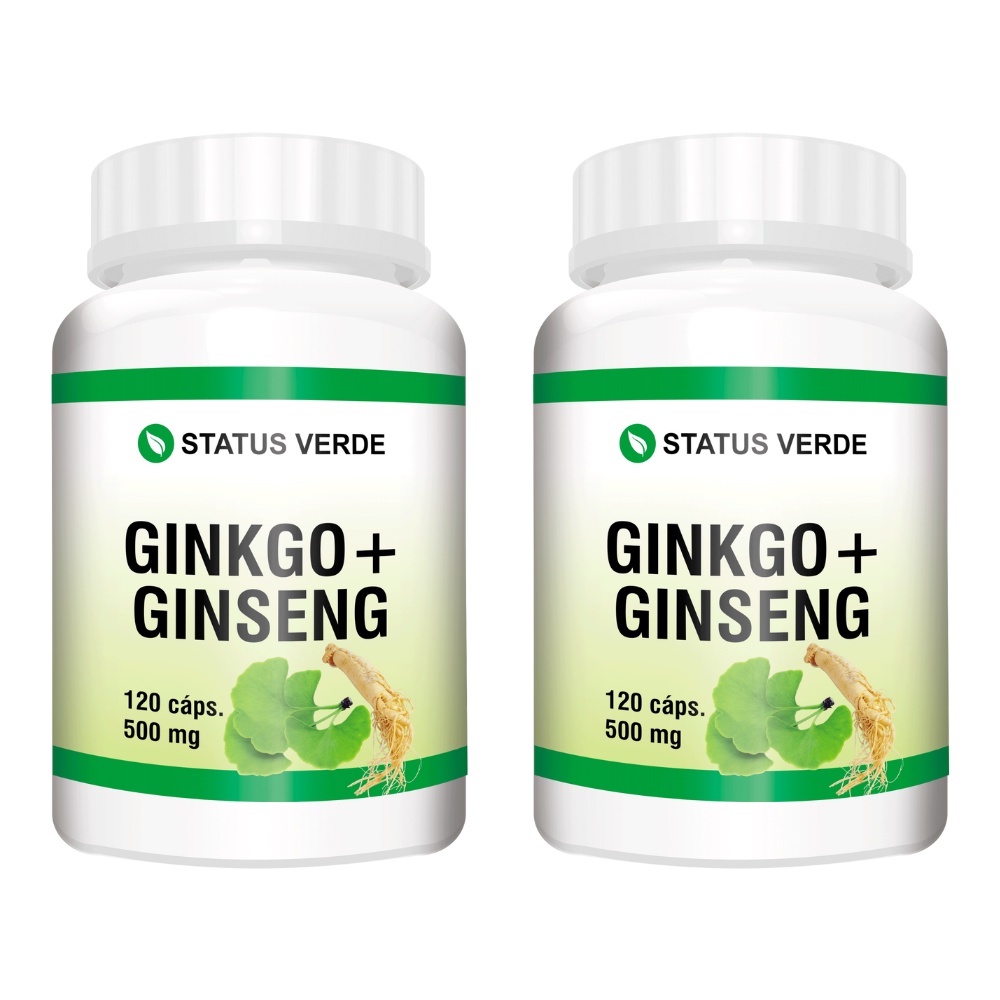 Kit 2 Ginkgo Biloba Com Ginseng 240cáps 500mg - Status Verde