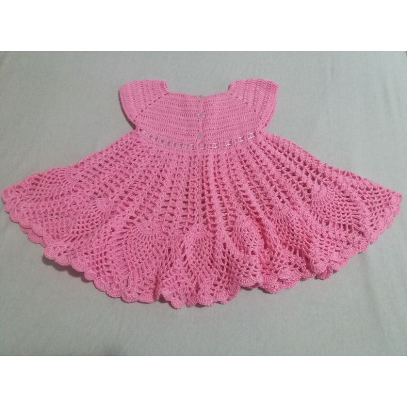 Vestido Infantil de Crochê Rosa 2 anos