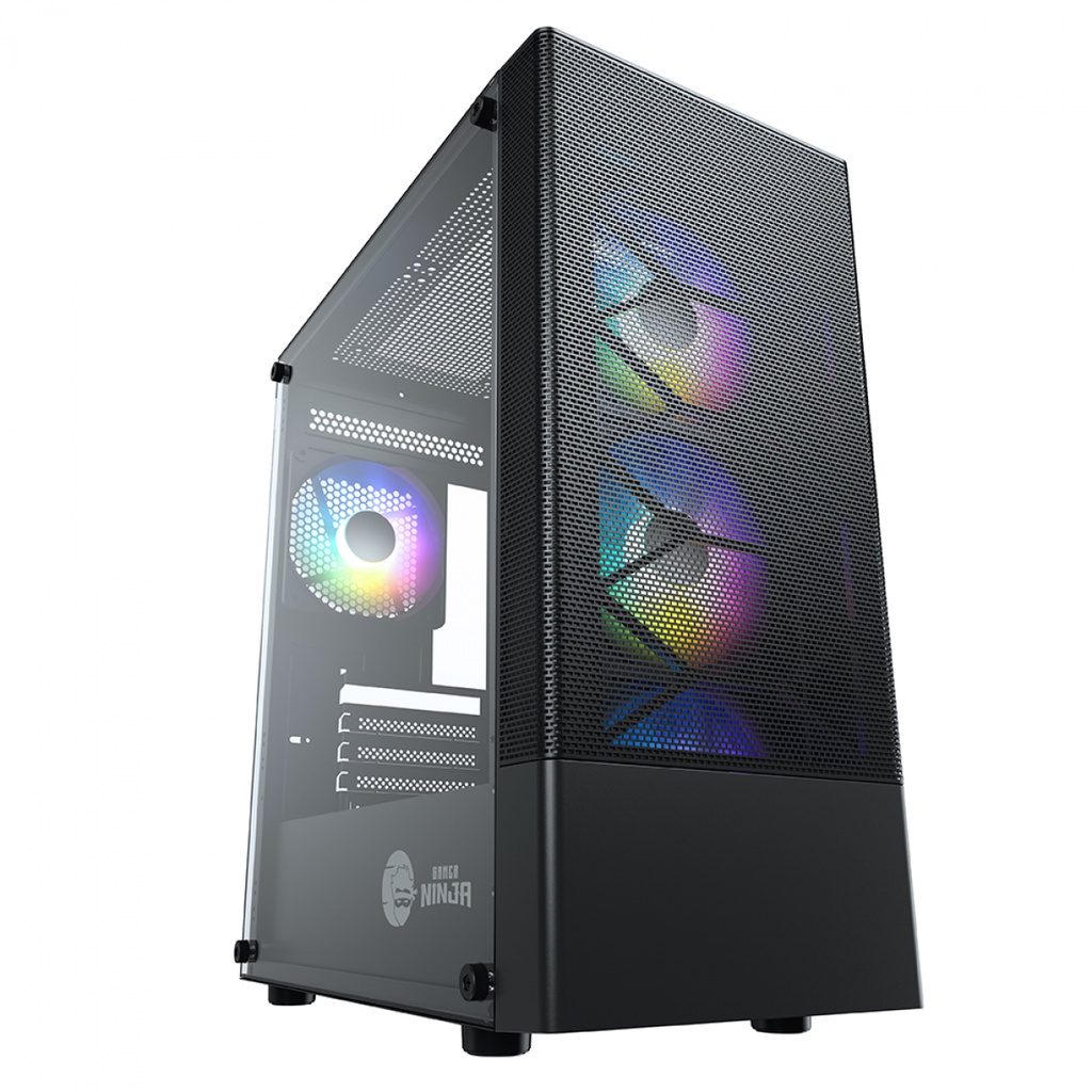 Gabinete Gamer Ninja Hive, Mid Tower, Vidro Temperado, Sem Fonte, Com 3 Fans 