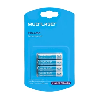 PILHA MULTILASER RECARREGAVEL PALITO(AAA) 4UN - CB050