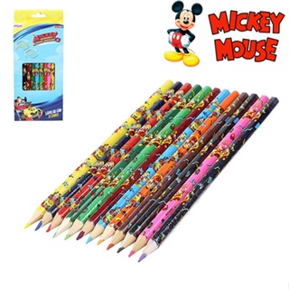 Lápis de Cor Mickey Disney com 12 Cores Sextavado Dimensão 18cm Composição Madeira / Grafite Etilux - 133751