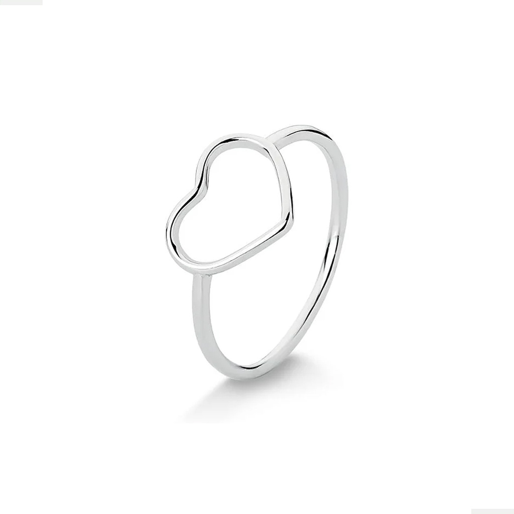 Anel Coração Vazado Delicado Prata 925 Legítima