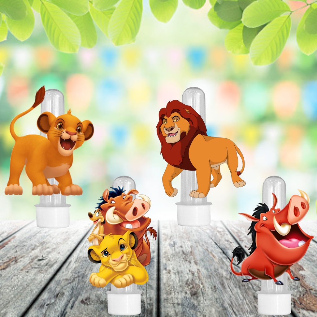 20 Tubetes + Apliques 3D Personalizado Lembrancinha Festa Aniversário Rei Leão