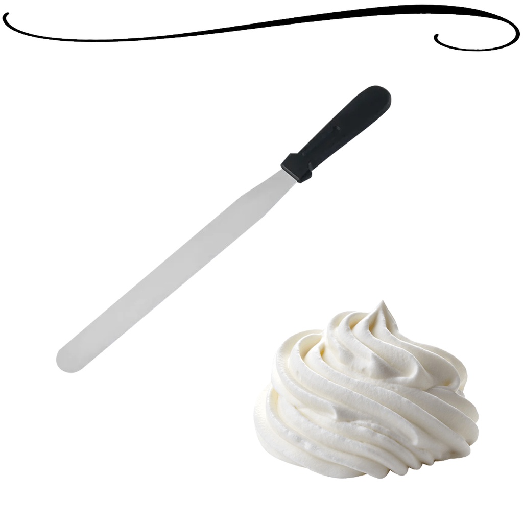 Espátula de Confeiteiro Reta Profissional Aço Inox e Plástic