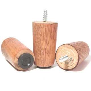 Kit 4Pç Pé De Madeira Para Sofá Poltrona 6,5cm Cor Nogueira