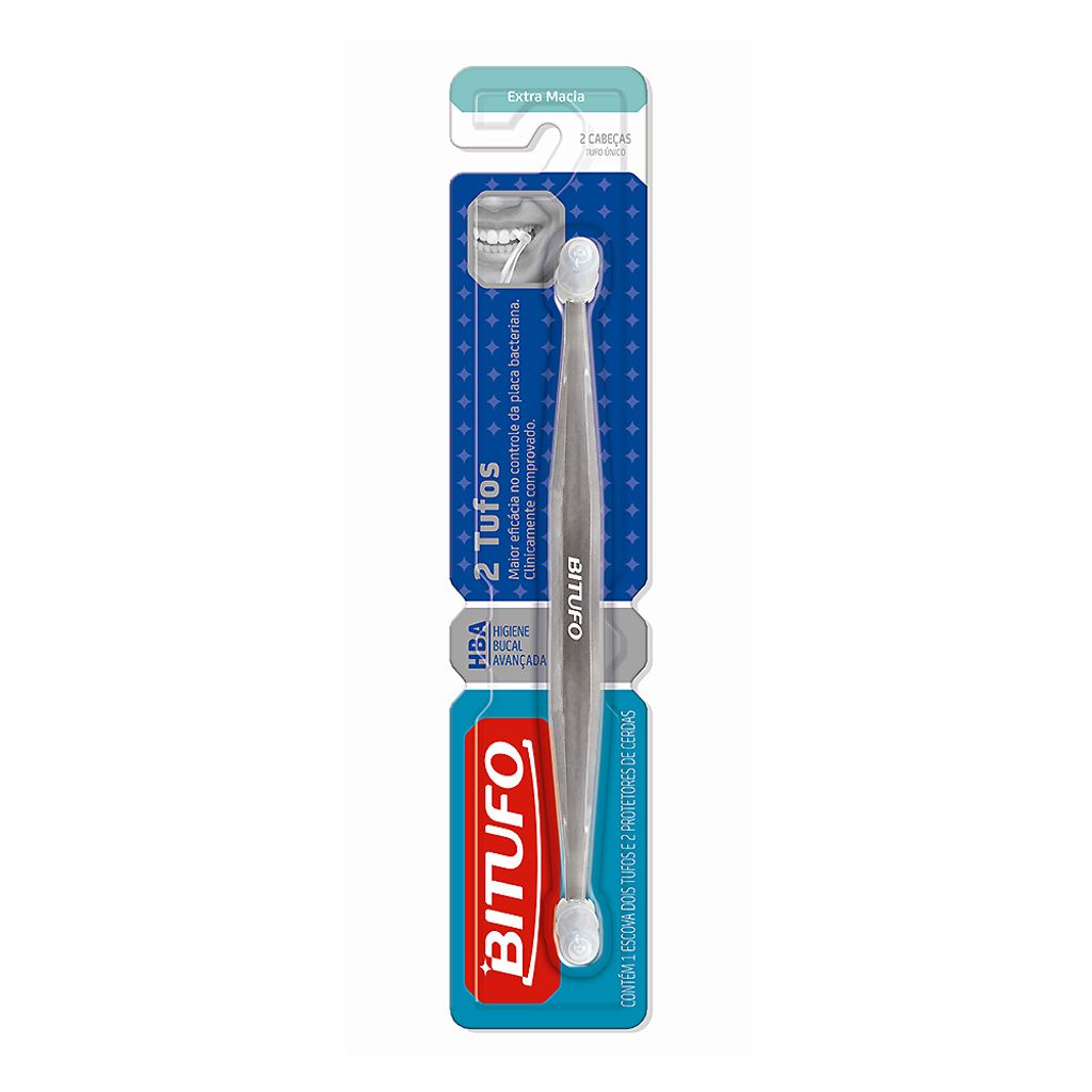 Escova Dental Bitufo 2 Tufos Extra Macia Cores Sortidas com 1 Unidade ...
