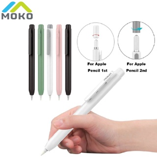 Suporte de capa protetora Moko para Apple Pencil 1º/2º com clipe embutido, ponta retrátil, botão de mola, tampa de segurança