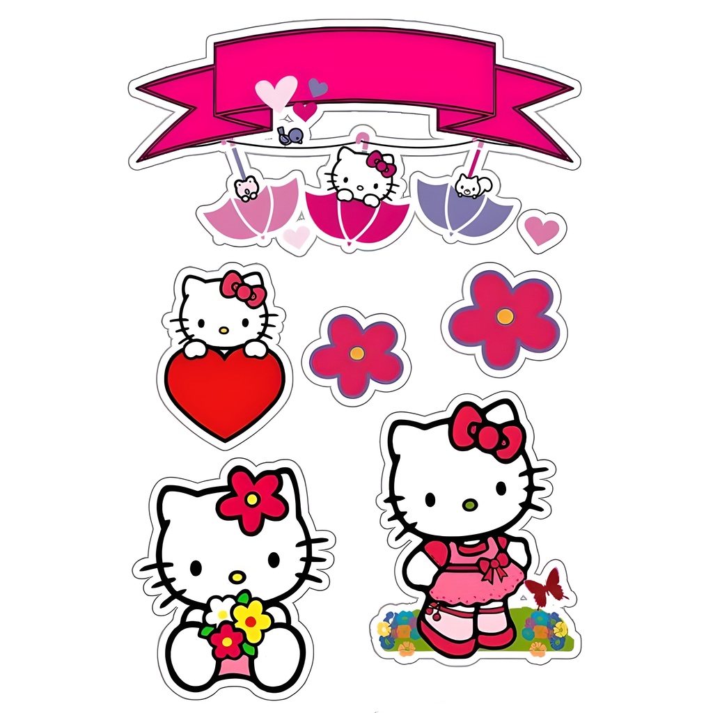 Topo De Bolo Docinho e Cupcake Personalizado Hello Kitty Apenas Arte e Impressão