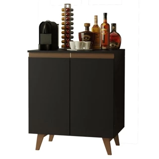 Balcão Armário de Cozinha Cantinho do Café 70 cm 2 Portas Preto Reims Madesa em Oferta na Shopee