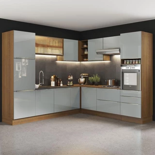 Cozinha Completa Madesa Lux de Canto com Armário e Balcão - Rustic/Cinza em Oferta na Shopee