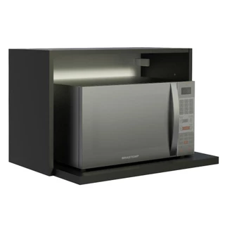 Armário Aéreo Madesa para Reims, Lux, Glamy 60 cm com Nicho para Microondas e Forno Elétrico - Preto em Oferta na Shopee