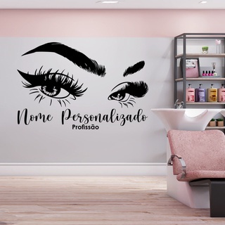 Adesivo Decorativo Designer Sobrancelha Nome Personalizado Salão de Beleza