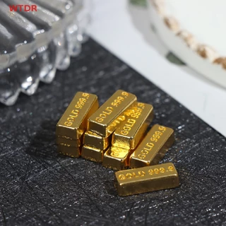 (WHDR) 10pcs/Conjunto 1 : 12 Dollhouse Barras De Ouro Miniatura Moeda Modelo Boneca Decoração Brinquedos