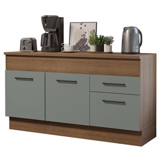 Balcão de Pia Madesa Agata 150 cm 2 Portas e 2 Gavetas (Com Tampo) - Rustic/Cinza