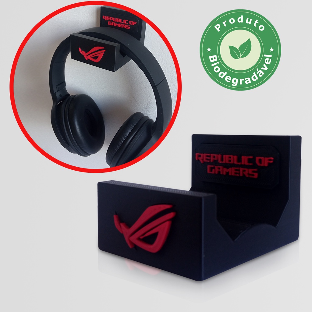 Suporte Headset Gamer Headphone Fone De Ouvido Parede Rog Strix