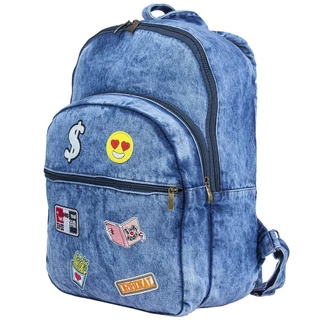 Mochila Jeans feminina Personalizada com patches sortidos Reforçada