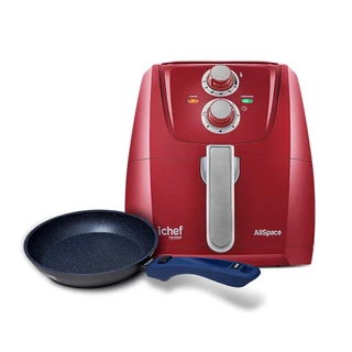 Airfryer Ichef Polishop AllSpace Carmim e Panela Ichef Sauté Grand 24cm Ultra Azul