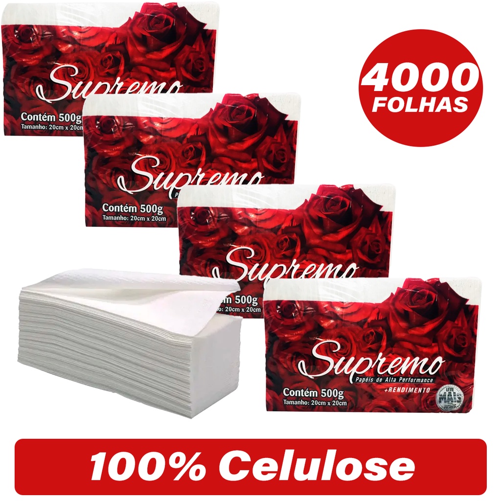 Papel Toalha Interfolha 2 Dobras Extra Branco 20x20 cm 4000 Folhas Enxuga Bem para sua Casa Industrias Restaurantes e Comércios