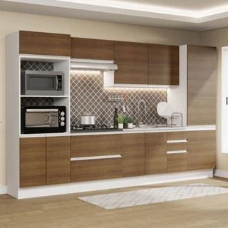 Cozinha Completa 100% MDF Madesa Acordes 330005 com Armário e Balcão - Branco/Rustic em Oferta na Shopee