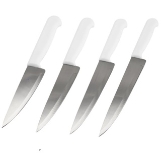Kit 4 Facas Profissionais Aço Inox Cozinha Churrasco Cabo Branco