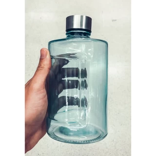 Garrafa De Vidro 1 Litro Com Tampa Inox P/ Água Suco