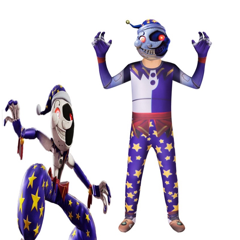 Crianças trajes de halloween anime sundrop fnaf sol palhaço coelho cosplay  roupas meninos menina bodysuit dos desenhos animados festa carnaval  disfraces