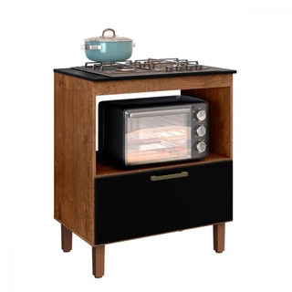 Balcão para Cooktop 4 Bocas com 1 Porta Master Natura Preto Zanzini
