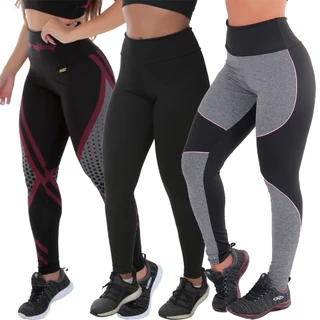 Kit 3 Leggings Diversas Suplex Academia