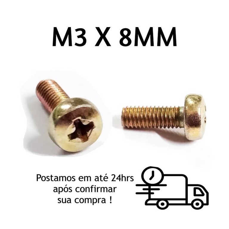 200 Pçs Parafuso Máquina Cabeça Panela Phillips M3 X 8mm