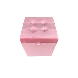 Kit 2 Puff Baú Quadrado 1 Lugar - 36x36cm - Rosa Claro