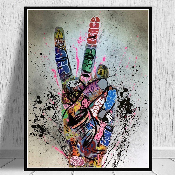 Quadro decorativo peça x grafite colorido mão good vibes para sala de estar Shopee Brasil