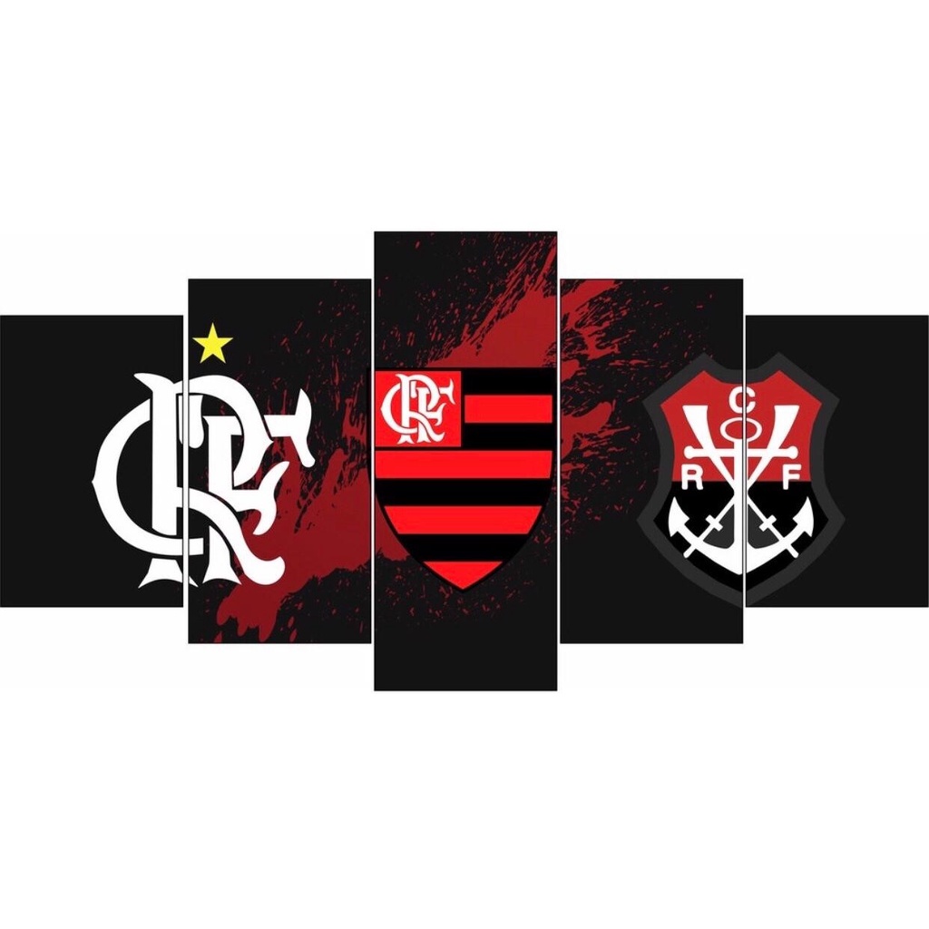 Quadro Mosaico 5 Peças Flamengo Para Decorar Sua Sala Quarto
