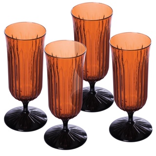 Conjunto 4 Taças Coquetel Plasútil 330 ml Lapidada Caramelo
