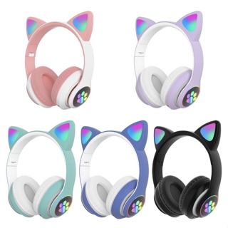Fone de Oubido Gatinho Sem Fio Com Led Bluetooth Infantil Meninas Gato
