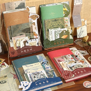 Journamm 86pcs/Embalagem DIY Scrapbooking Pack Colagem Junk Diário Decoração Adesivos Materiais Papel Combo Kit Estética Papelaria
