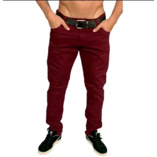 Calça Social Masculina Bordô Slim fit Sport Fino em Sarja Premium