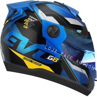 Capacete Pro Tork Fechado Evolution 788 G8 Evo Azul com Amarelo + 1x Viseira Camaleão