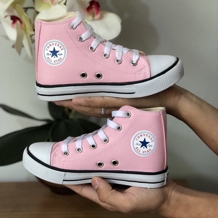 Tênis all in star botinha cano alto infantil menina escola rosa claro