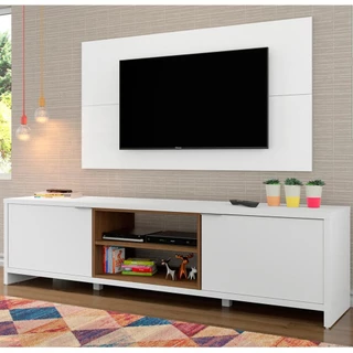 Rack Madesa Metz e Painel para TV até 55 Polegadas - Branco/Rustic em Oferta na Shopee