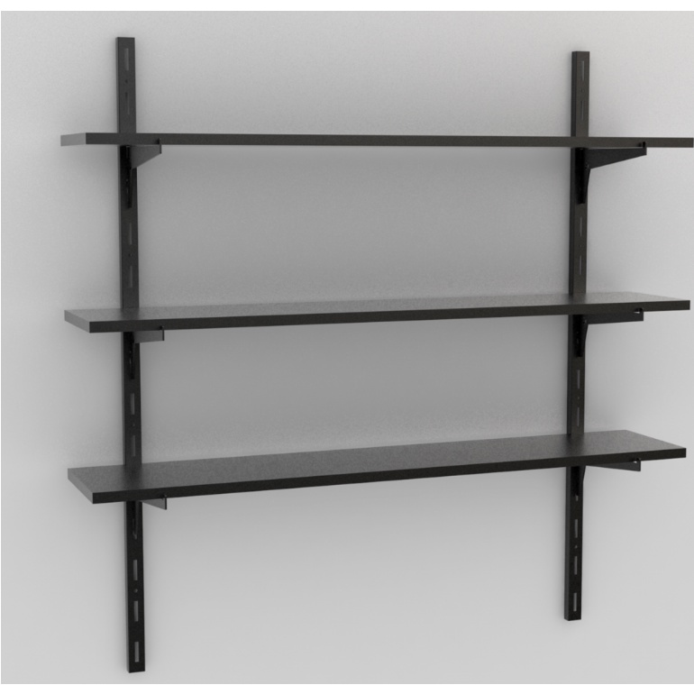 KIT PRATELEIRA MULTIUSO 90X25 COMPLETO PRETO - BRASFORMA