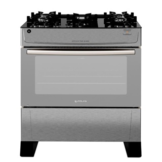 Fogão Atlas 5 Bocas inox Mônaco Top Glass com Acendimento automático - Bivolt