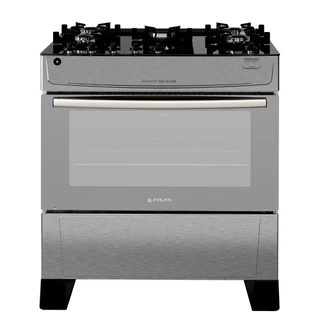 Fogão Atlas 5 Bocas inox Mônaco Top Glass com Acendimento automático - Bivolt
