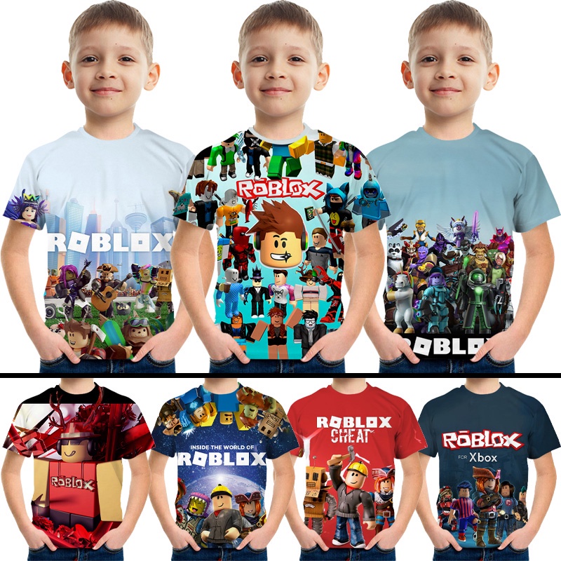 Camiseta esportiva infantil Roblox impressão 3D, blusa de manga